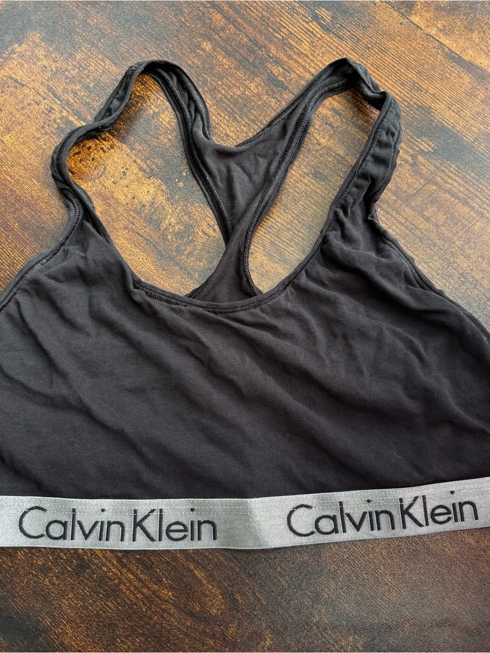 Calvin Klein Black Racerback Logo Band Bralette